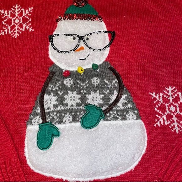 Adorable Vintage Christmas 3d snowman ☃️ holiday sweater Tiara International - Picture 5 of 6